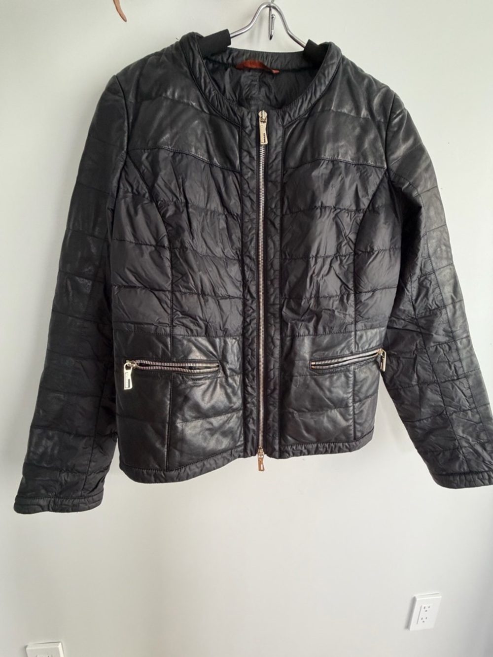 Baldinini Black Quilted Leather Zip Jacket